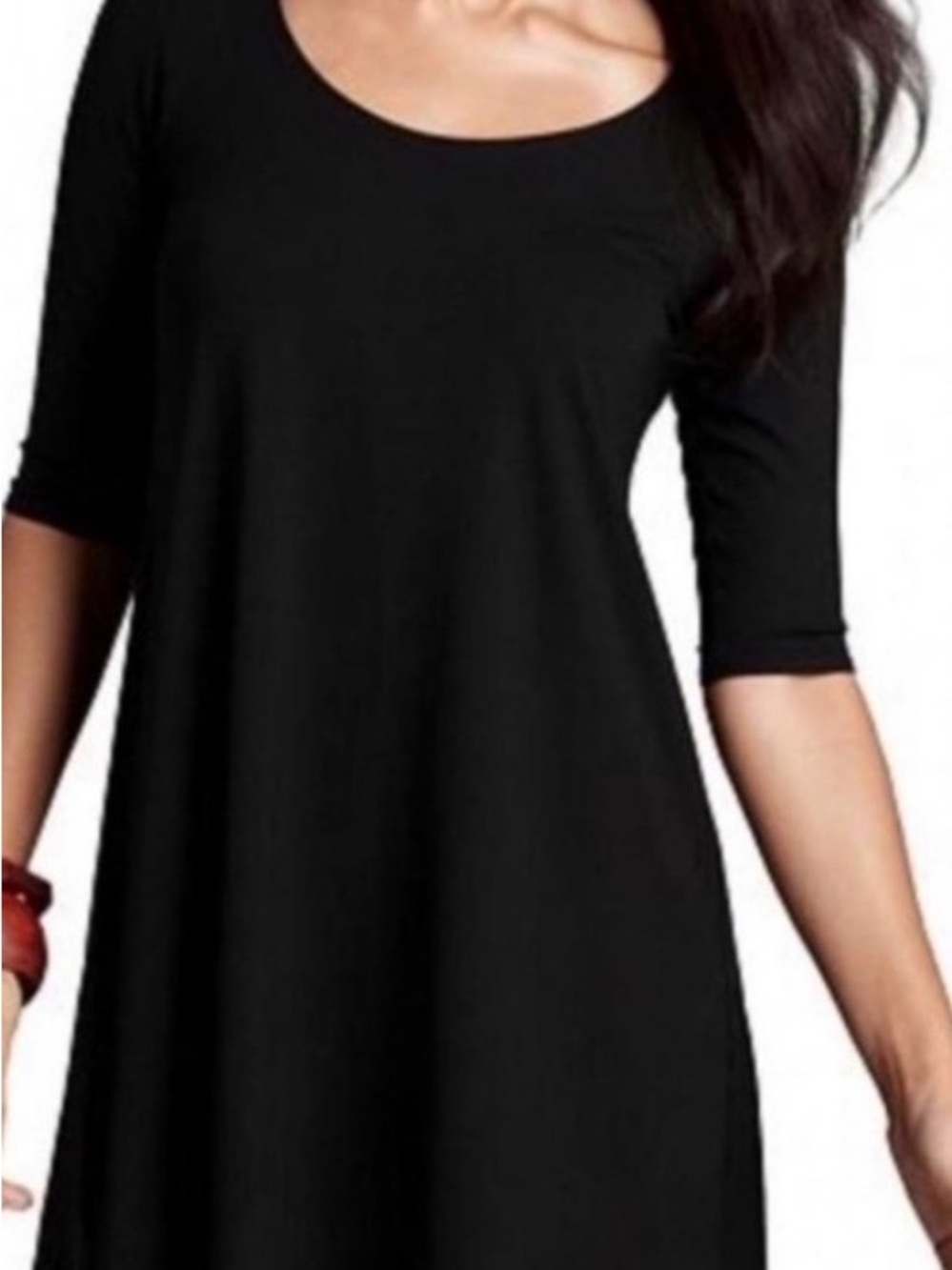 Eileen Fisher Classic Dark Academia Scoop Neck 3/4Sleeve Dress Versatile Size M